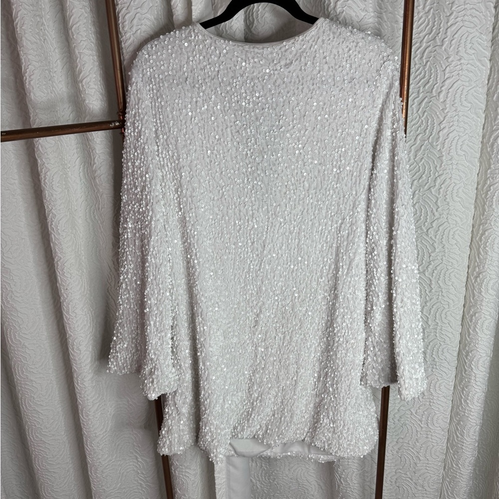 Elegant White Sequin Midi Dress